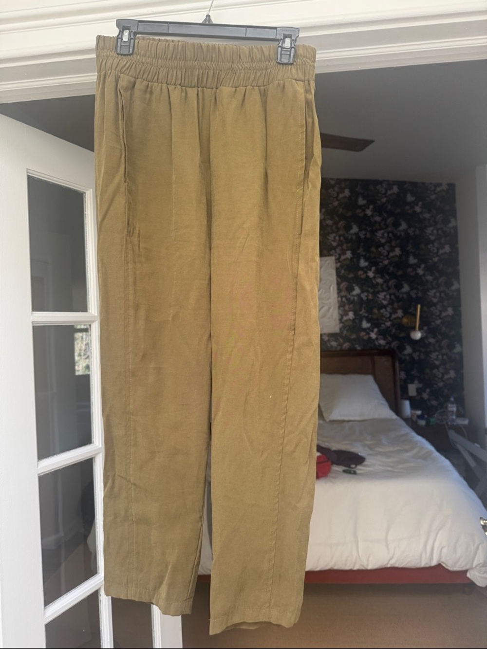 Hatch Collection Maternity Olive Green Elastic-Waist Asher Taper Pant